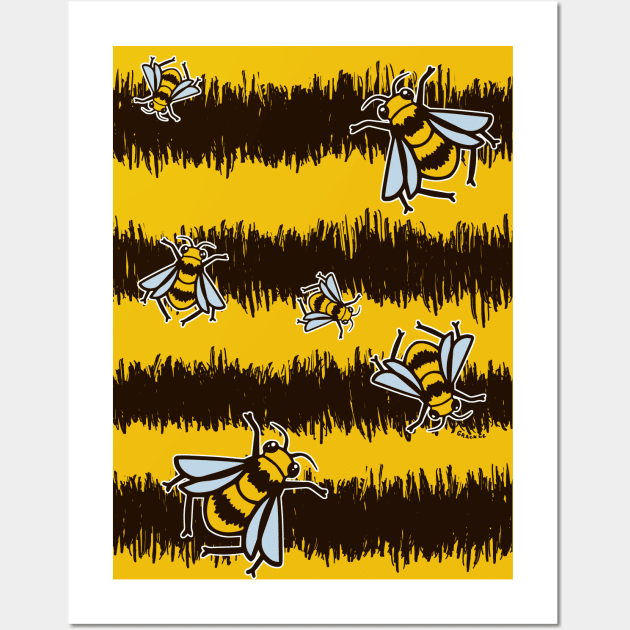 Busy Bee Stripes Wall Art by Jan Grackle